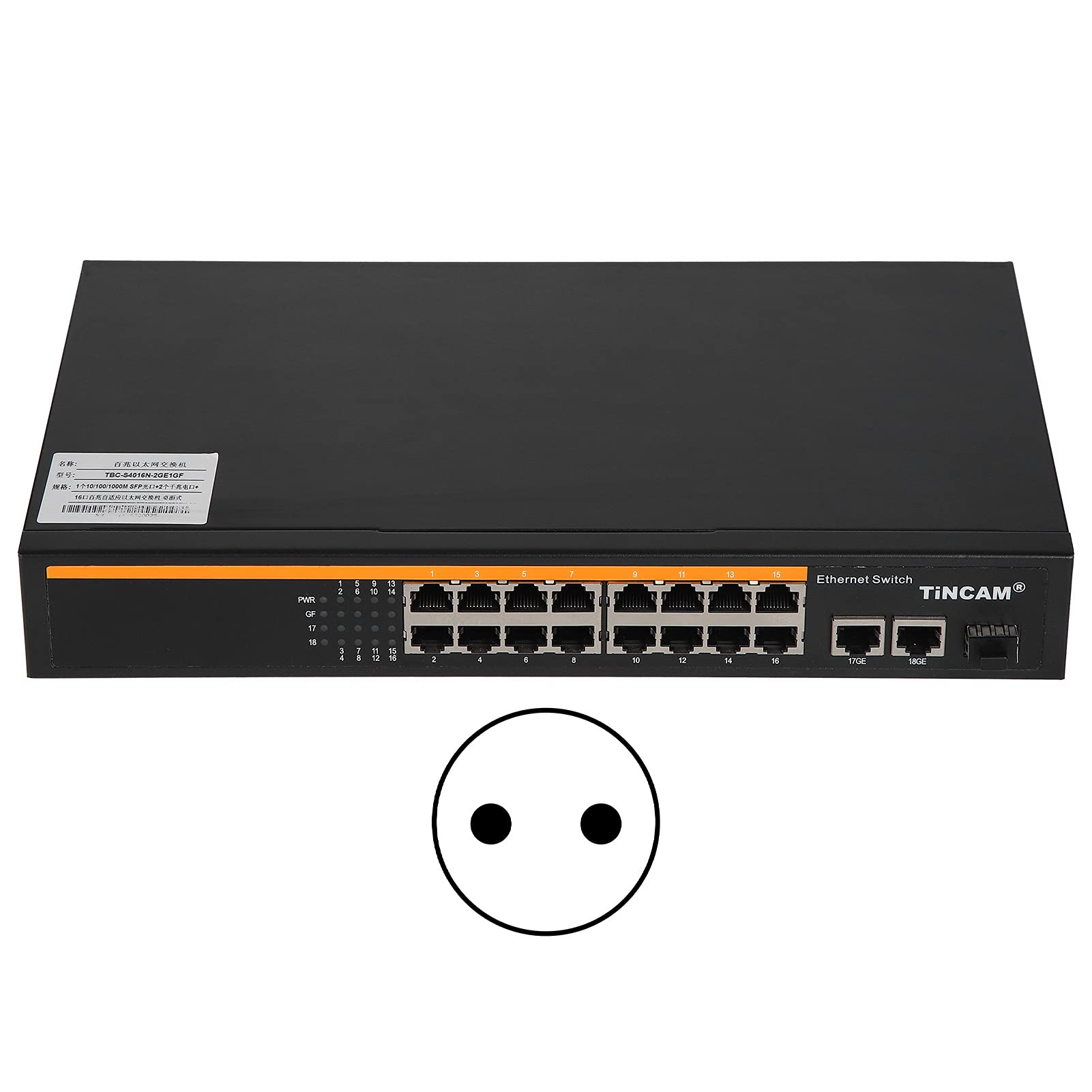Zunate Switch Ethernet, 16 Porte 10/100M RJ45 2 Uplink Gigabit (Unione