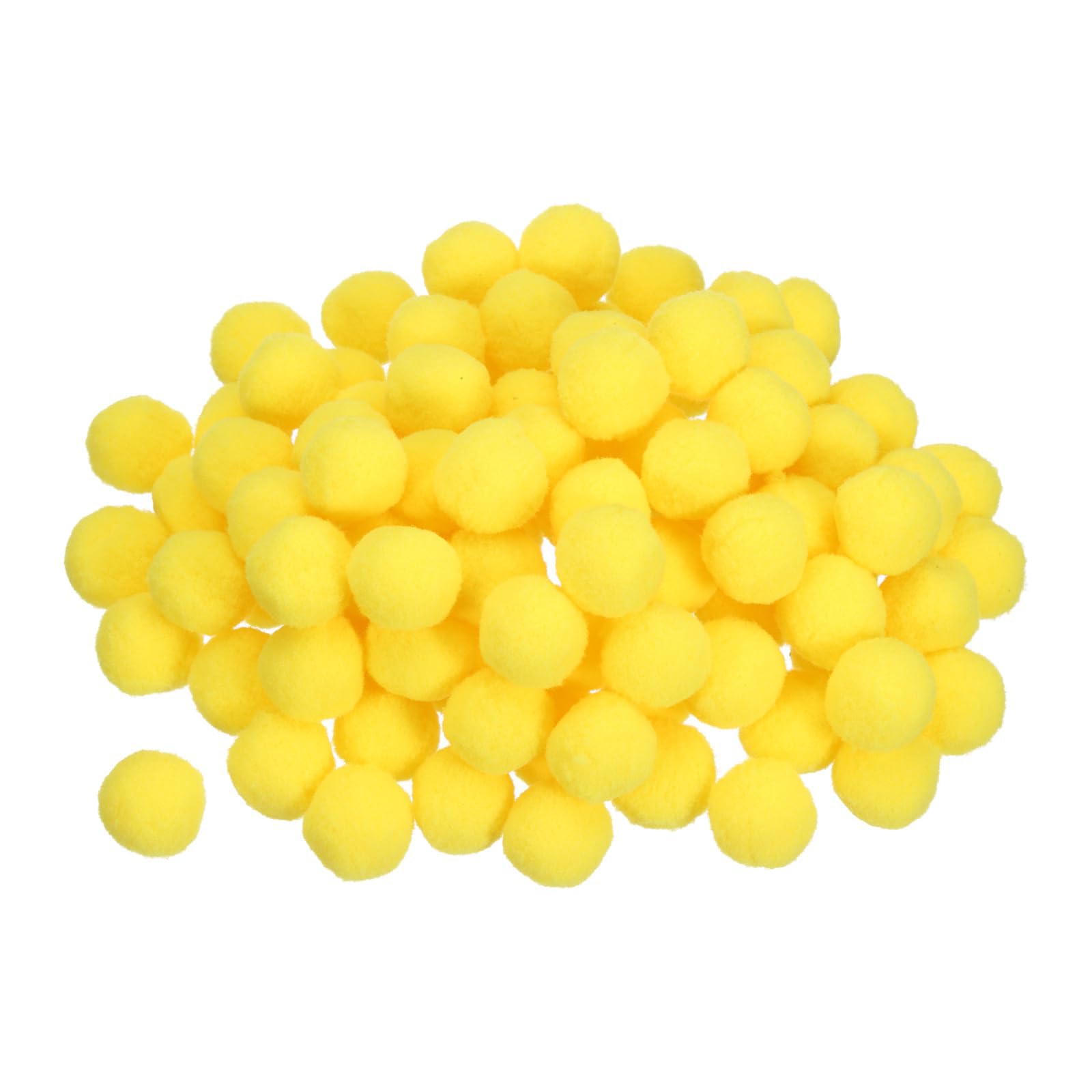 Unifizz 100Pcs Pom Felt Balls, 2cm Bright Yellow Fabric Pom Poms for Crafts, DIY Decor and Festive