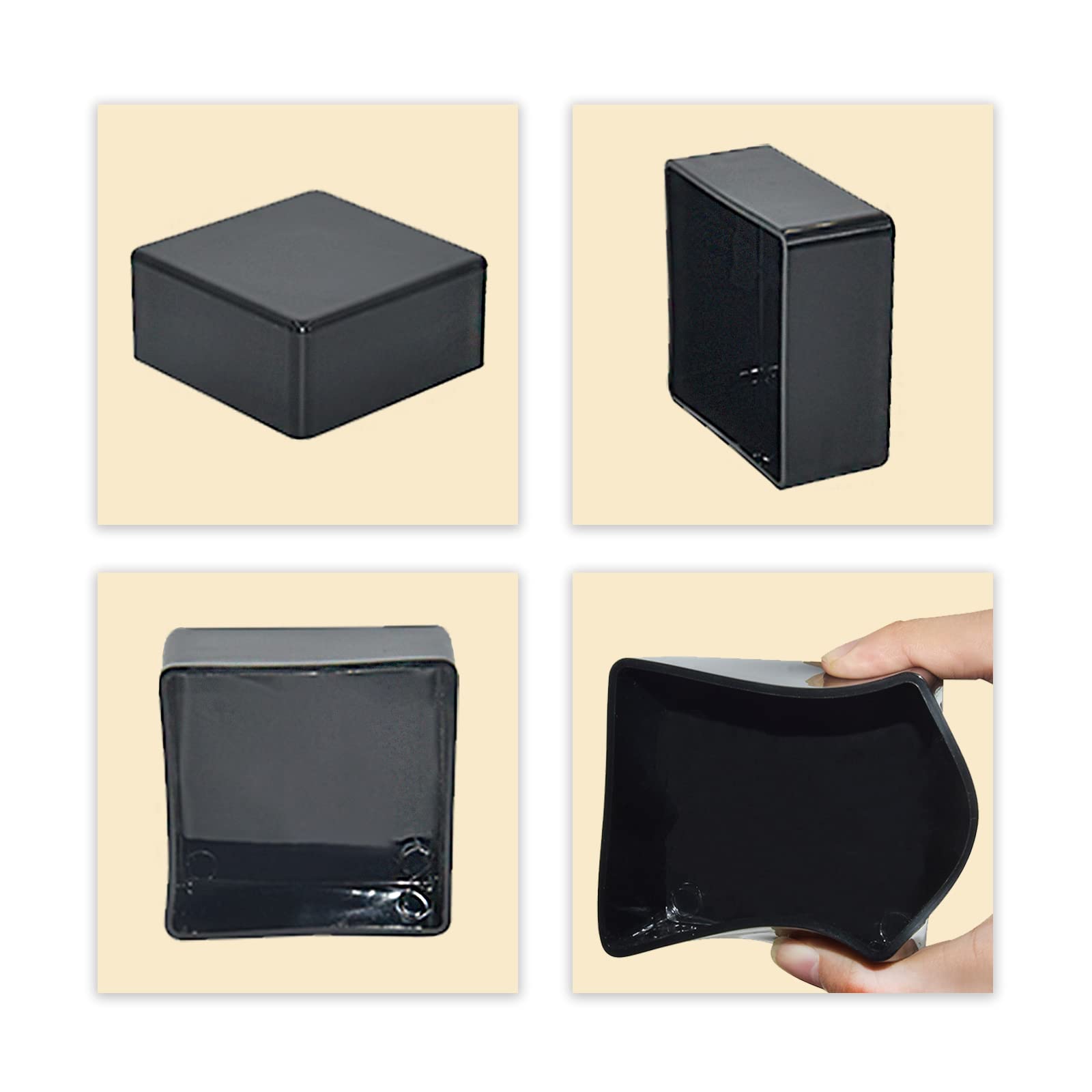 Coprigambe Per Sedia Flyshop - PVC Nero, 4 Pezzi, 8x8 Cm, Antigraffio - Foto 5