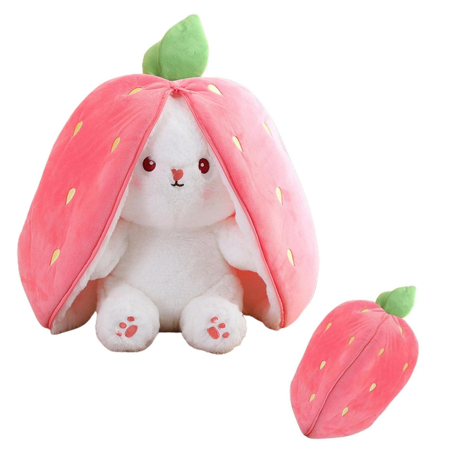 PXRLMYF Conejito de Peluche,Muñeca de Peluche de Conejo de Fresa/Zanahoria de Doble Cara,Reversible Plush Conejita Juguete para Niños y Niñas