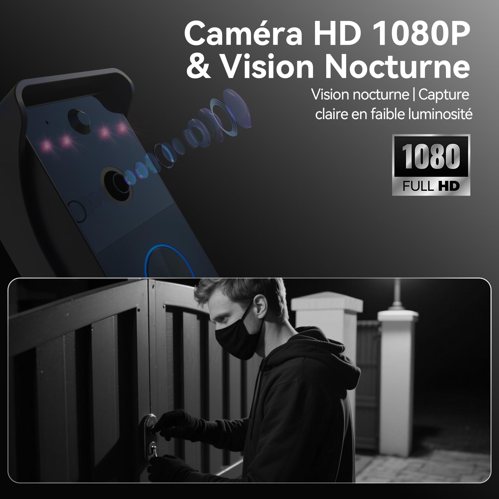 TMEZON Visiophone sans Fil avec Panneau Solaire,Kit Interphone Vidéo WiFi 1080P, Ecran Tactile Couleur 7’’, Sonnette Vidéo Extérieur,Audio Bidirectionnel,WiFi 2,4/5 GHz,PIR Détection de Humain