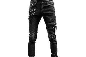 Men's Distressed Moto Biker Jeans: The Gothic Edge