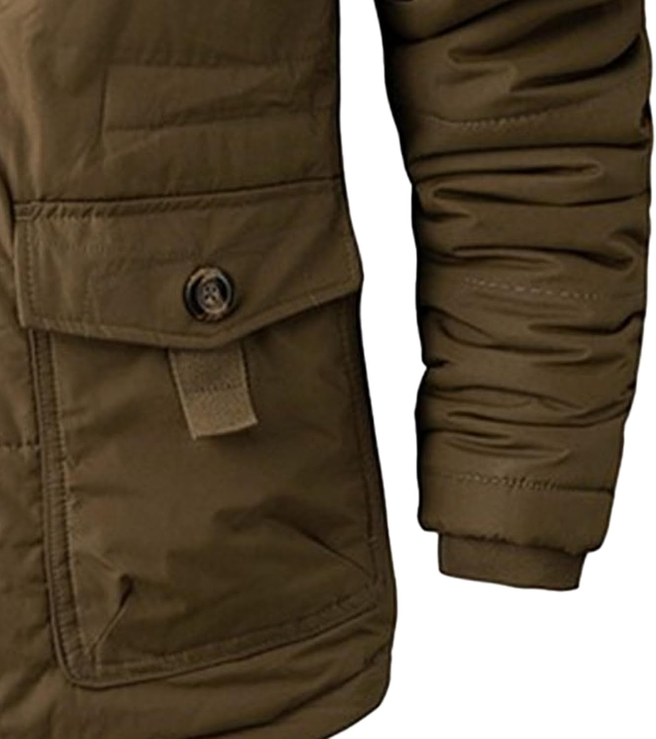 Men Zipper Hooded Down Coat with Pocket Comfy Faux Fleece Lined Cotton Jacket Winter Classic Faux Velvet Outerwear