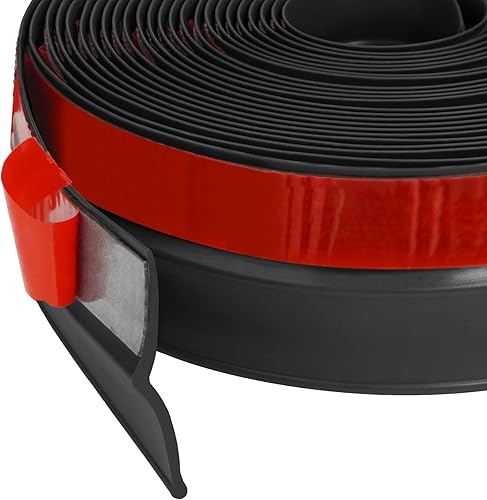 Sello de puerta de garaje, tira de sellado superior y lateral, color negro, 34 pies, con parte trasera de goma, repuesto para burlete universal