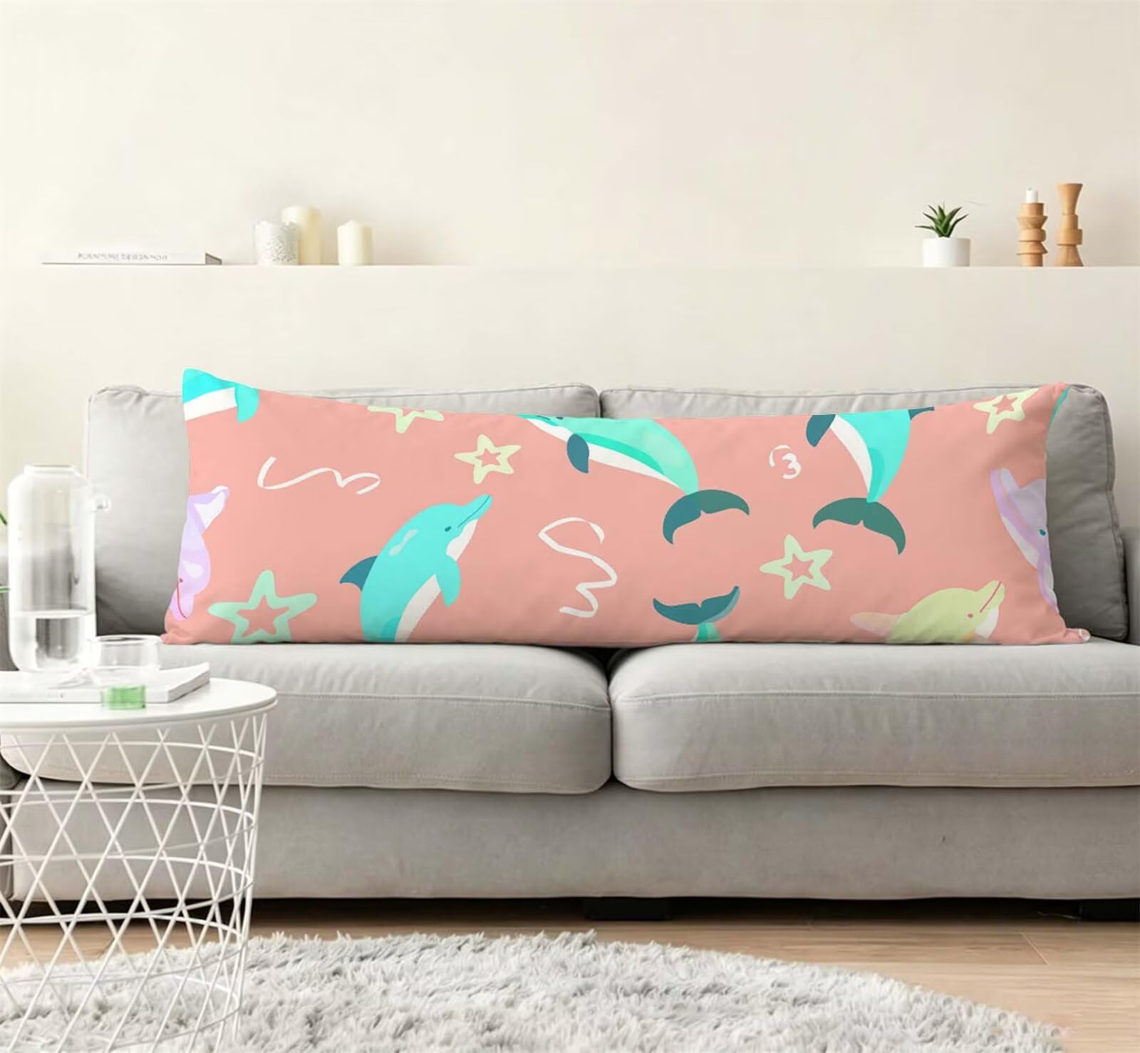 Fodera Cuscino 50 x 150 cm, Rosa-9 Velluto Copricuscini Letto, | con Invisibile Cerniera, Morbida e Traspirante, per biancheria da letto, divano, hotel, chi dorme sul fianco Animali-4 j-135