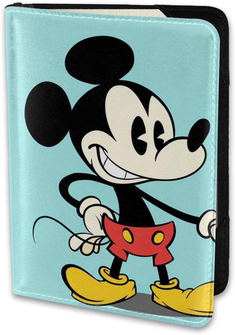 Passport Holder Cover Case Mickey Mouse Leather Travel Wallet For Women And Men