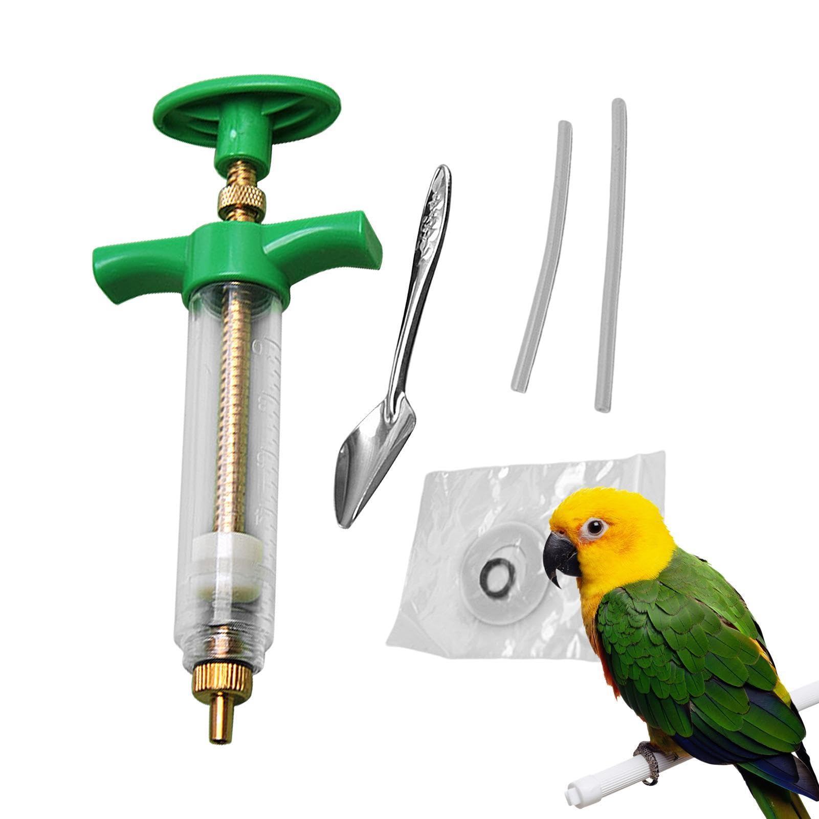 Seringue pour aliments pour jeunes oiseaux avec tuyau souple et cuillère, kit d'injecteur d'alimentation à la main facile à nettoyer pour oiseaux malades, lait, liquide