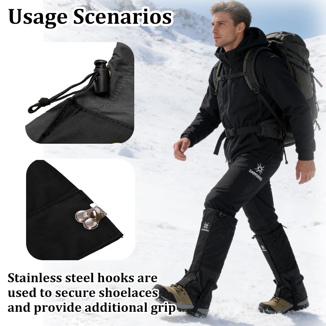 Ghette Impermeabili, Traspirante Trekking Ghette da Alpinismo, Legging Gaiters Outdoor Unisex Waterproof Breathable per Le Gambe, per Escursioni all'aperto Sci Arrampicata