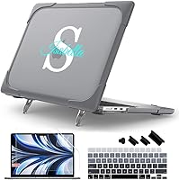 Vista 8 de Batianda Funda resistente para MacBook Air de 15 pulgadas 2026 M5 2025 M4 2024 2023 versión modelo A3448/A3241/A3114/A2941, soporte plegable Azul