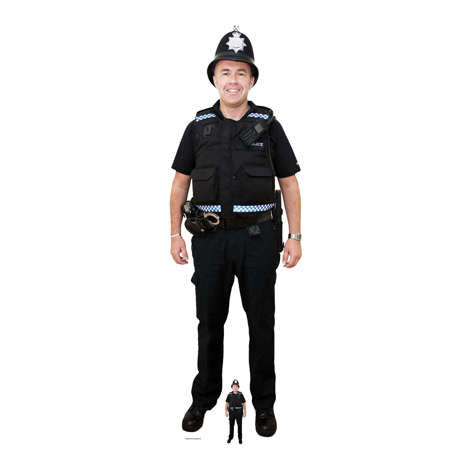 STAR CUTOUTS Life Size Cut Out with Mini Version of Policeman, Cardboard, Multi-Colour, 190 x 58 x 190 cm