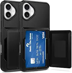 Capa Porta Cartão para o iPhone 17 - Compartimento Oculto para Amazenamento de 3 Cartões e Proteção Anti-impacto Cor: Preto