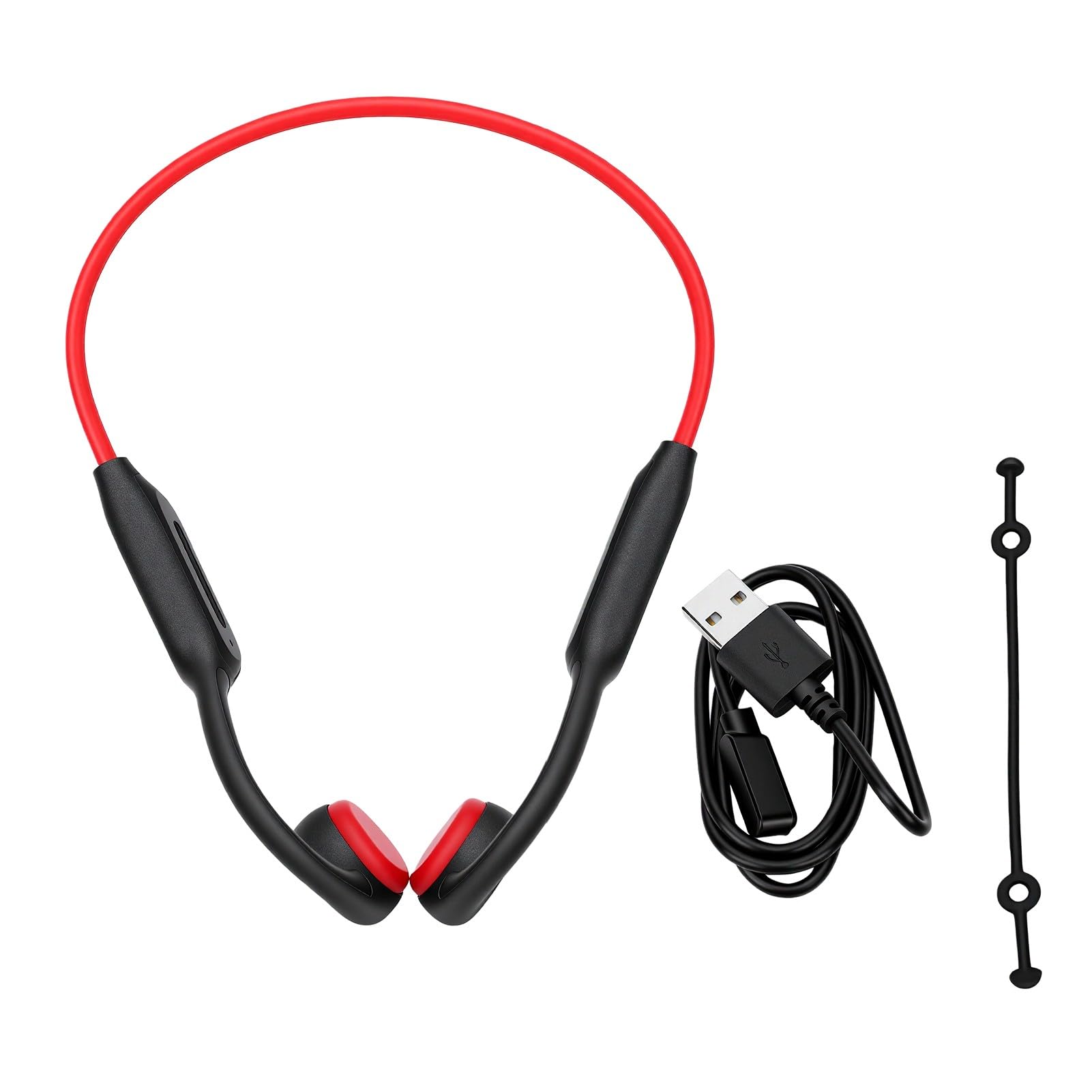 Annadue Cuffie a Conduzione Ossea, Auricolari Wireless IPX8 Impermeabili con Lettore MP3 da 32GB Integrato per Nuoto e Allenamenti, Bluetooth 5.4 Headset Open Ear per Sport (rosso)