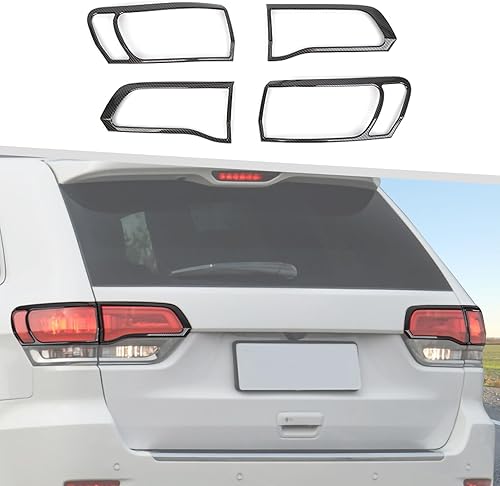 Miniatura 1 de Bisel de cubierta de la luz trasera compatible con Jeep Grand Cherokee 2014-2020 (fibra de carbono)