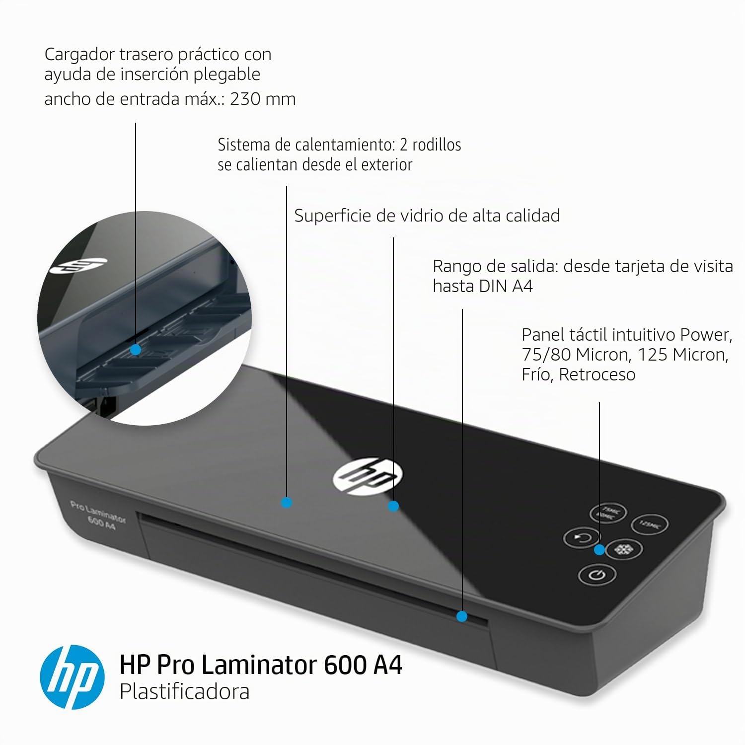 HP Pro Laminator 600 A4 3163 - Laminador (75/80 - 125 micrones, incluye láminas de laminación)