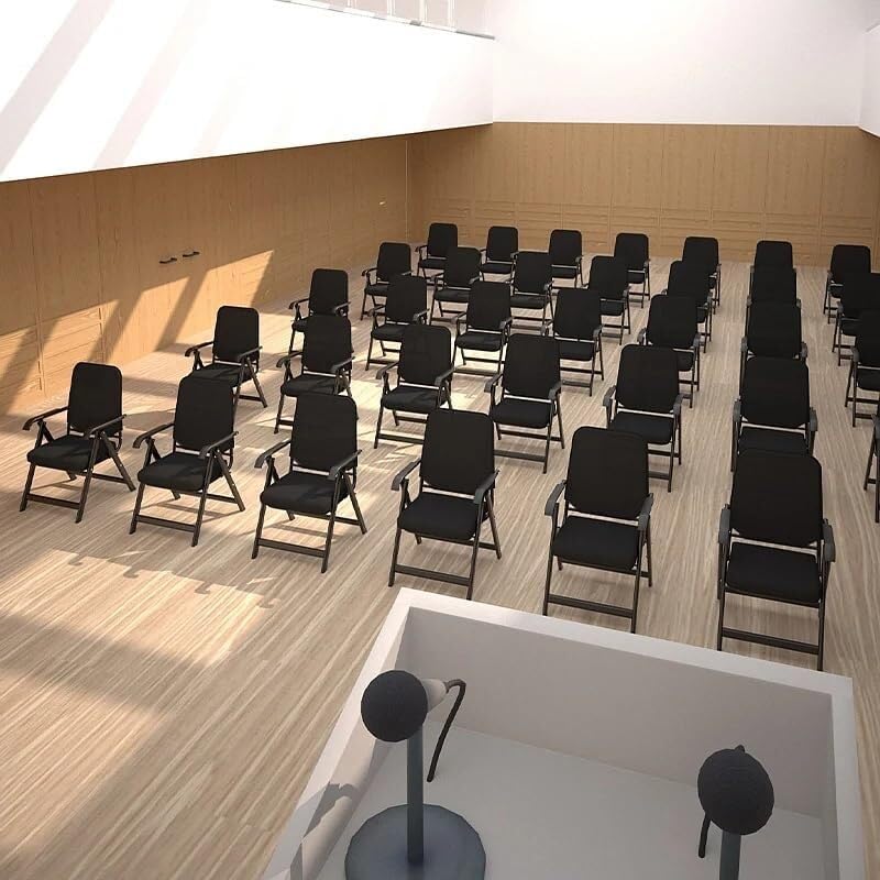 Składany zestaw krzeseł konferencyjnych, 2-pak, wyściełane siedzisko z podłokietnikami, metalowa rama do układania w stos, na imprezy biurowe