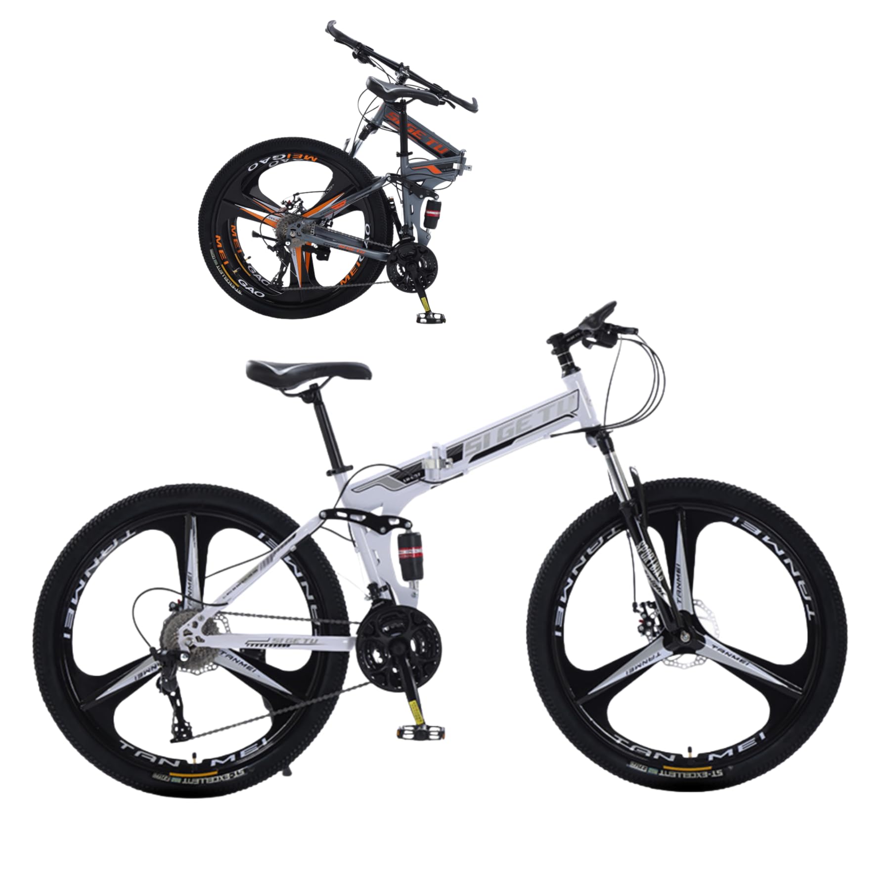 【新品】24インチ 30段変速 折りたたみMTB 黒白 Amazon | 折りたたみ マウンテンバイク 自転車 21/24/27段変速 26