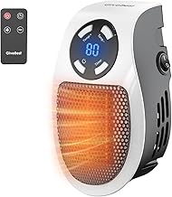 GiveBest Programmable Space Heater with LED Display, Remote Wall Outlet Electric Heater with Thermostat and Timer for Home Office Bathroom Indoor Use, Small Plug in 450 Watt Heater, ETL Listed