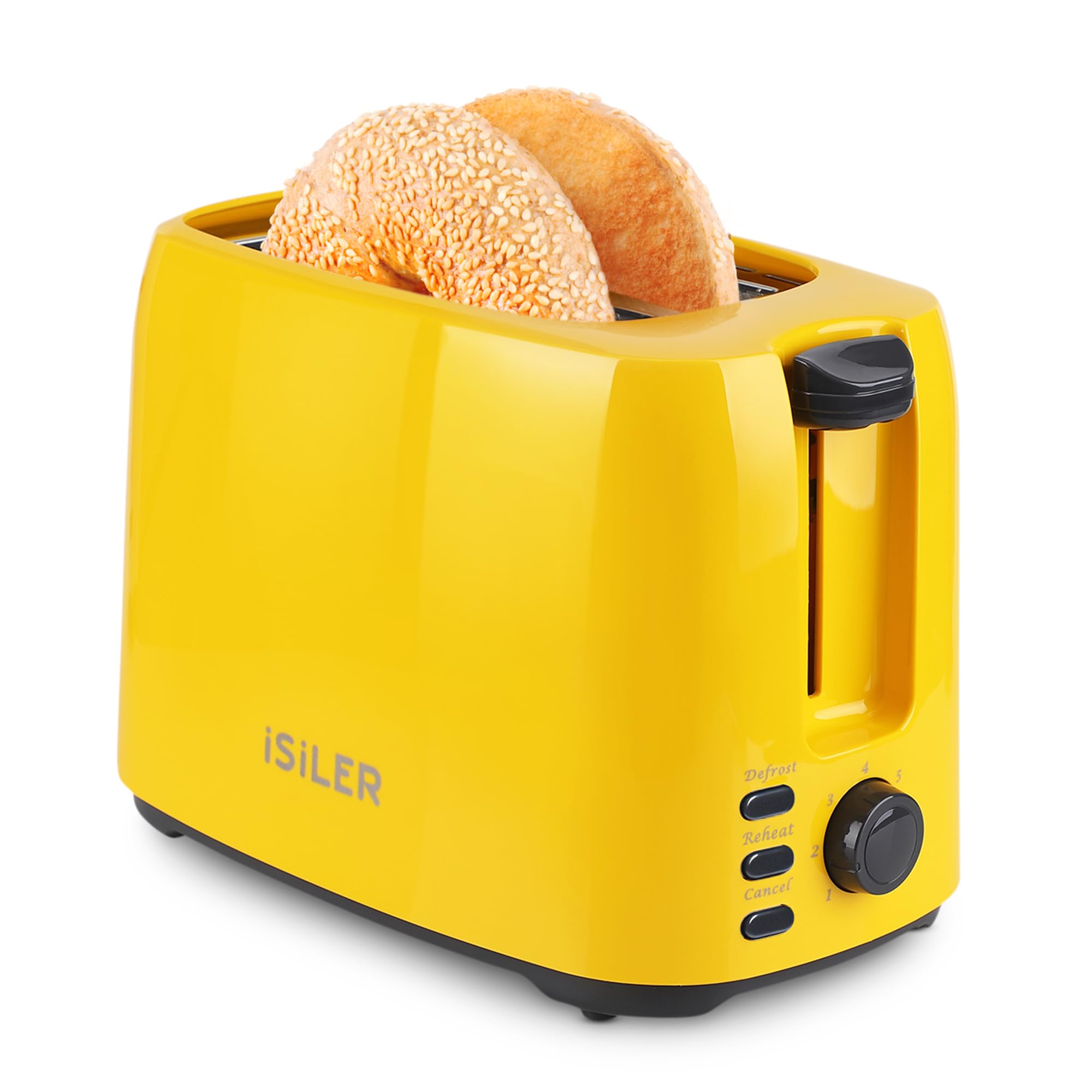iSiLER 2 Slice Toaster, 1.3 Inches Wide Slot Bagel Toaster with 7 Shade Settings and Double Side Baking, Removable Crumb Tray, Defrost Cancel Function