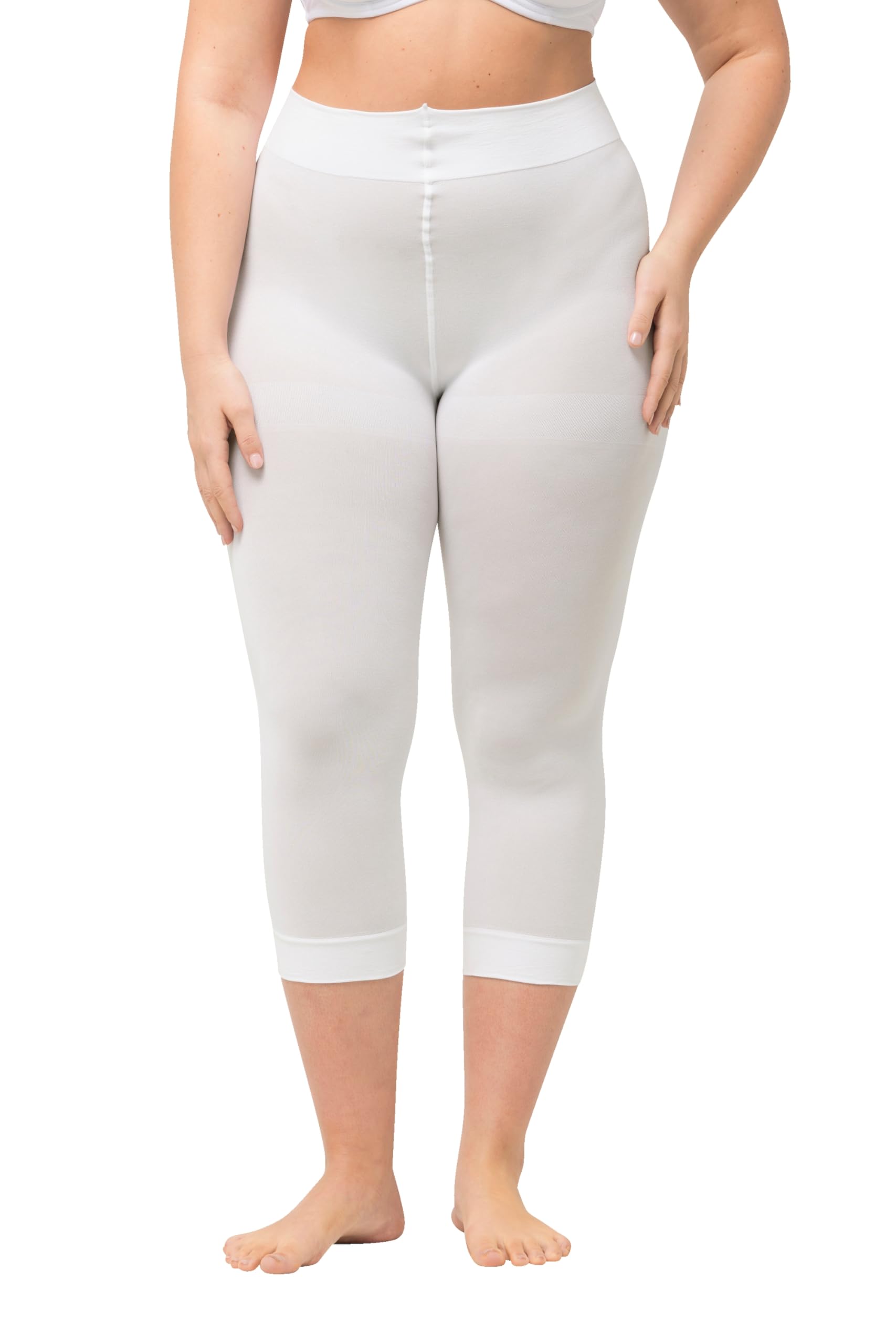 Ulla Popken Damen große Größen Übergrößen Plus Size Strumpf-Capri, blickdicht, Oberschenkel-Schutz, 80 den 815580