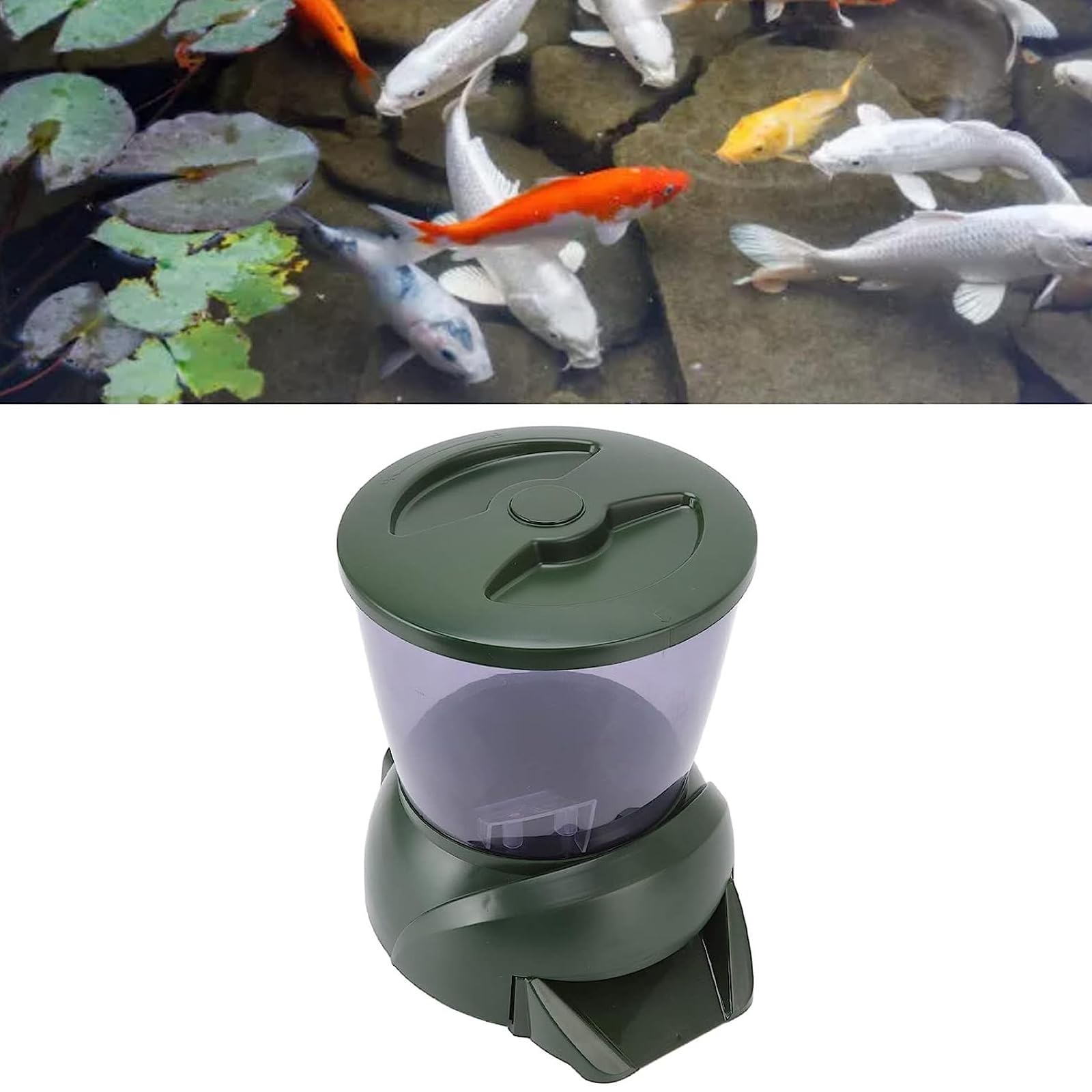 Alimentatore Automatico per Pesci da 4,5 Litri Display LCD Alimentato A Batteria Distributore Automatico di Mangime per Pesci da Laghetto per Acquario di Pesci