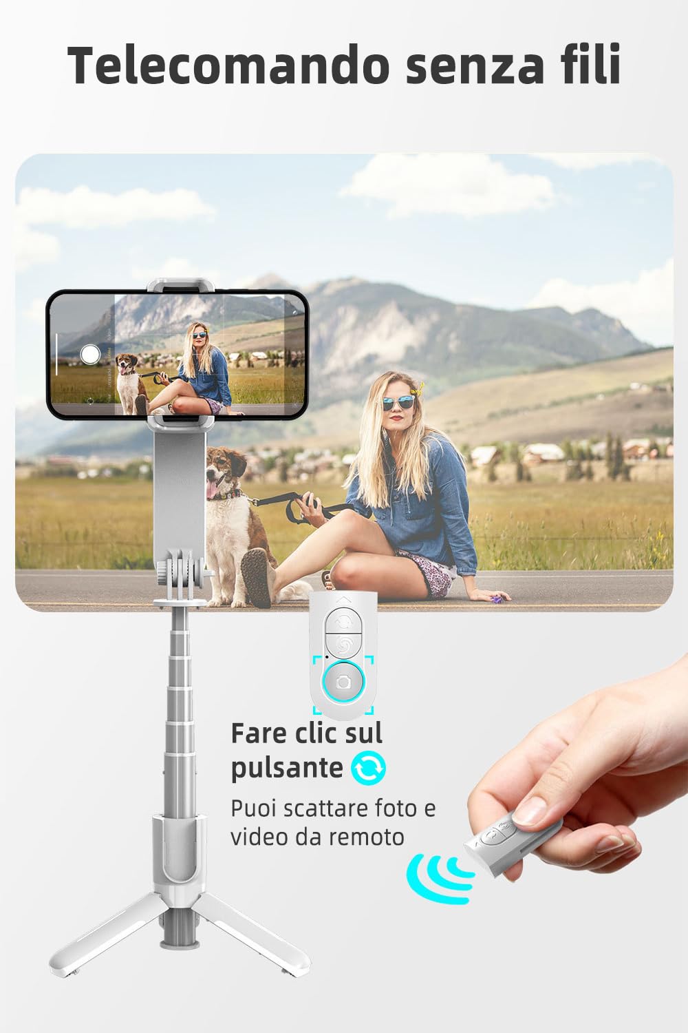 Stabilizzatore Smartphone, Stabilizzatore Cardanico Con Luce Di Riempimento,Portatile e Pieghevole,Per Video Vlog/Youtube/TikTok Con Rotazione Automatica, Per Android e IOS