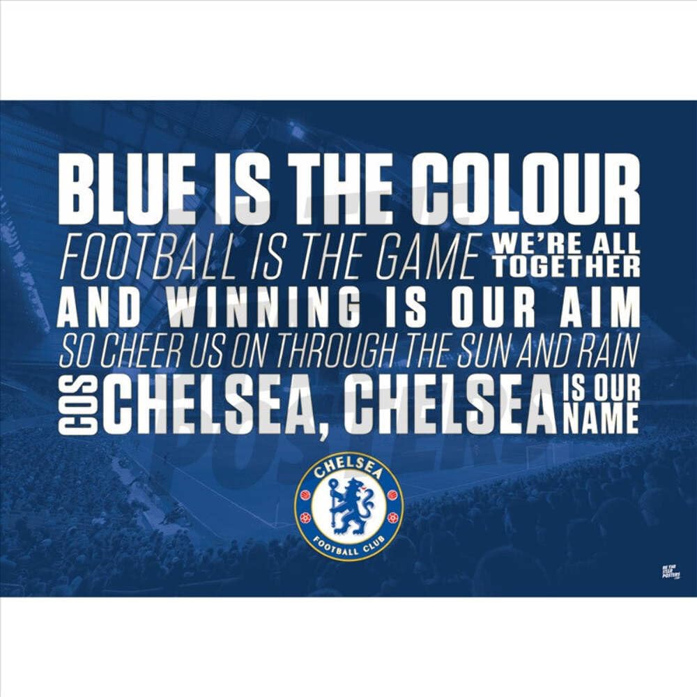 Chelsea FC Chant Poster Unframed A4 - Official Chelsea Poster - Perfect Chelsea Gifts for Boys & girls - Football Wall Art - Premier League Posters & Gift Idea