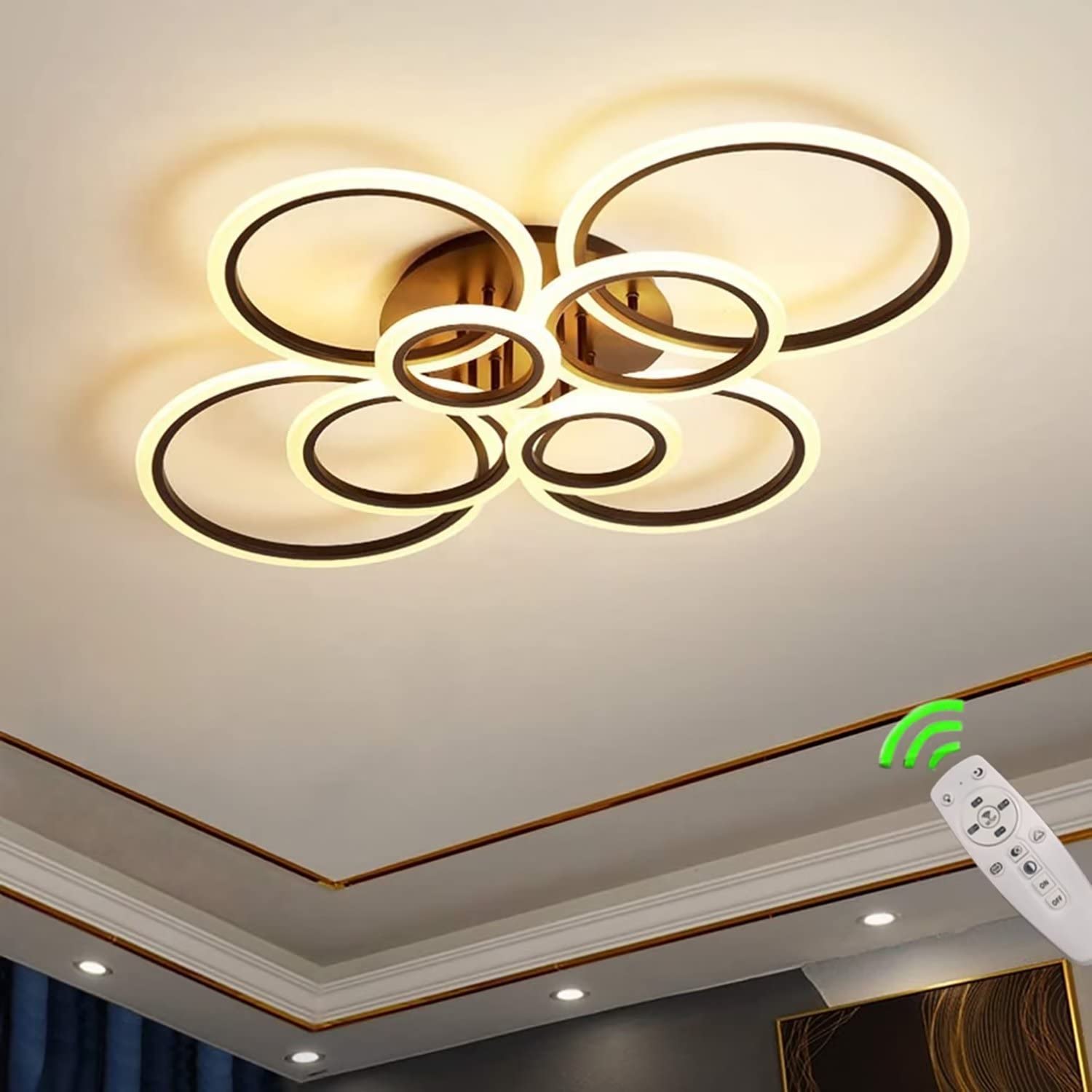 EFPD LED Dimmable Ceiling Light with Remote Control Modern 8 Ring Living Room Ceiling Light for Bedroom, Living Room (Diameter: 39.37") — image 1