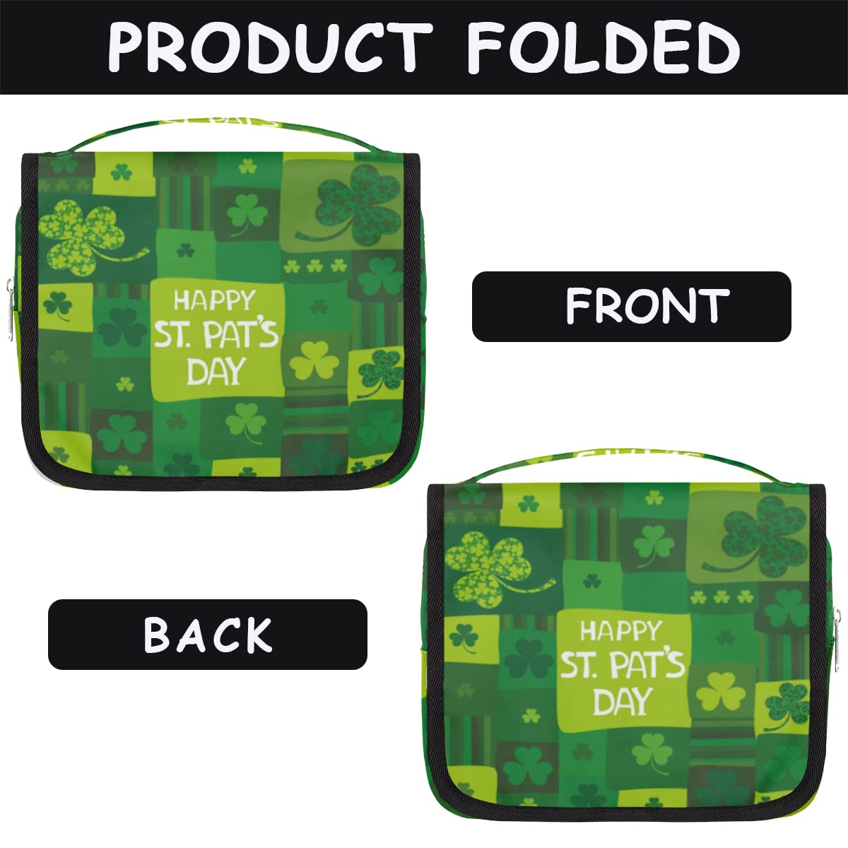 Happy St Patricks Day Podróżna kosmetyczka Patryka Dzień Mycie Torba Unisex Wiszące przybory toaletowe Kosmetyczka Organizer do makijażu, wielobarwny, Jeden rozmiar