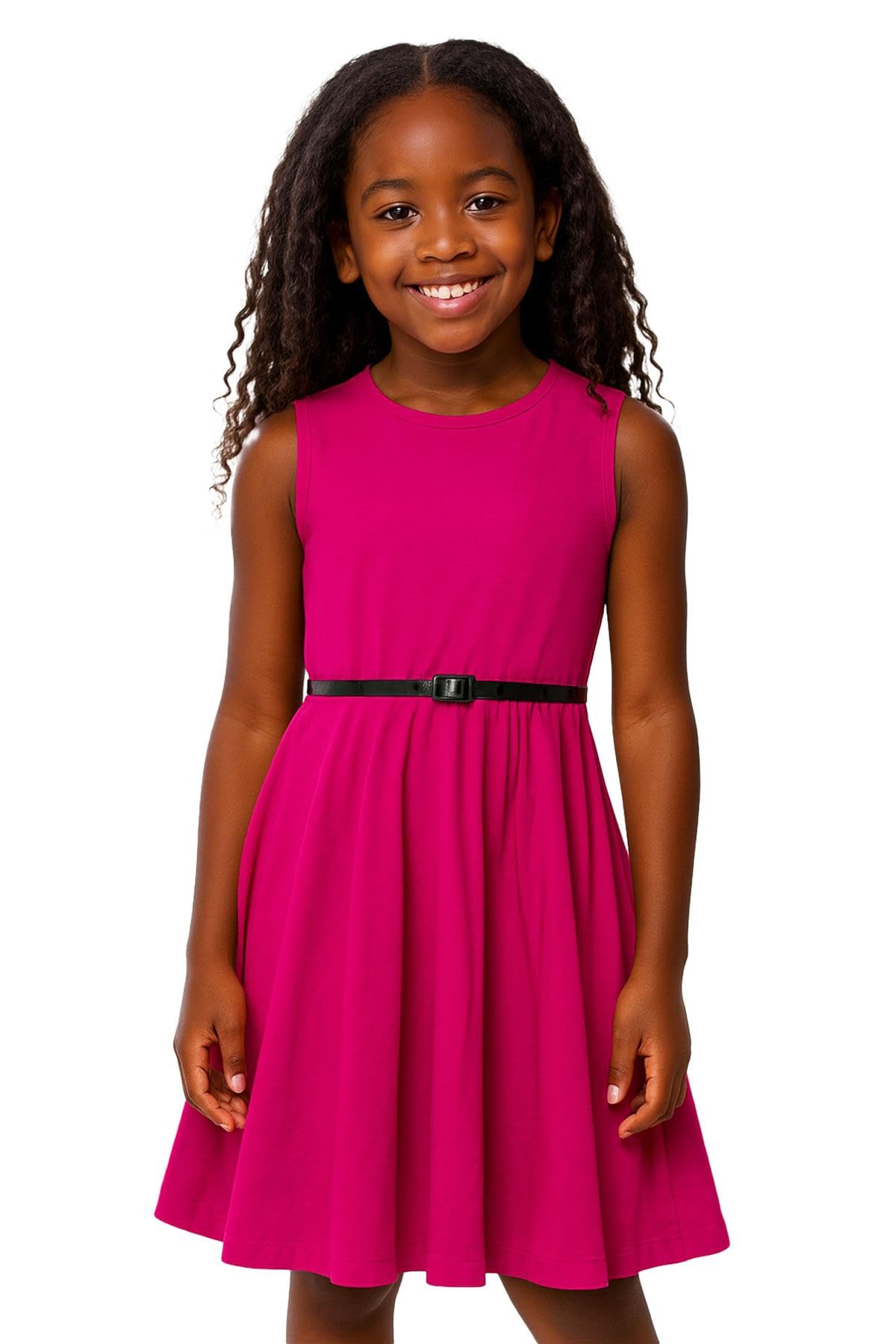 A2z 4 Kids Girls Cerise Plain Skater Dress Party Fashion Summer Dresses - New Skater Dress 11-12