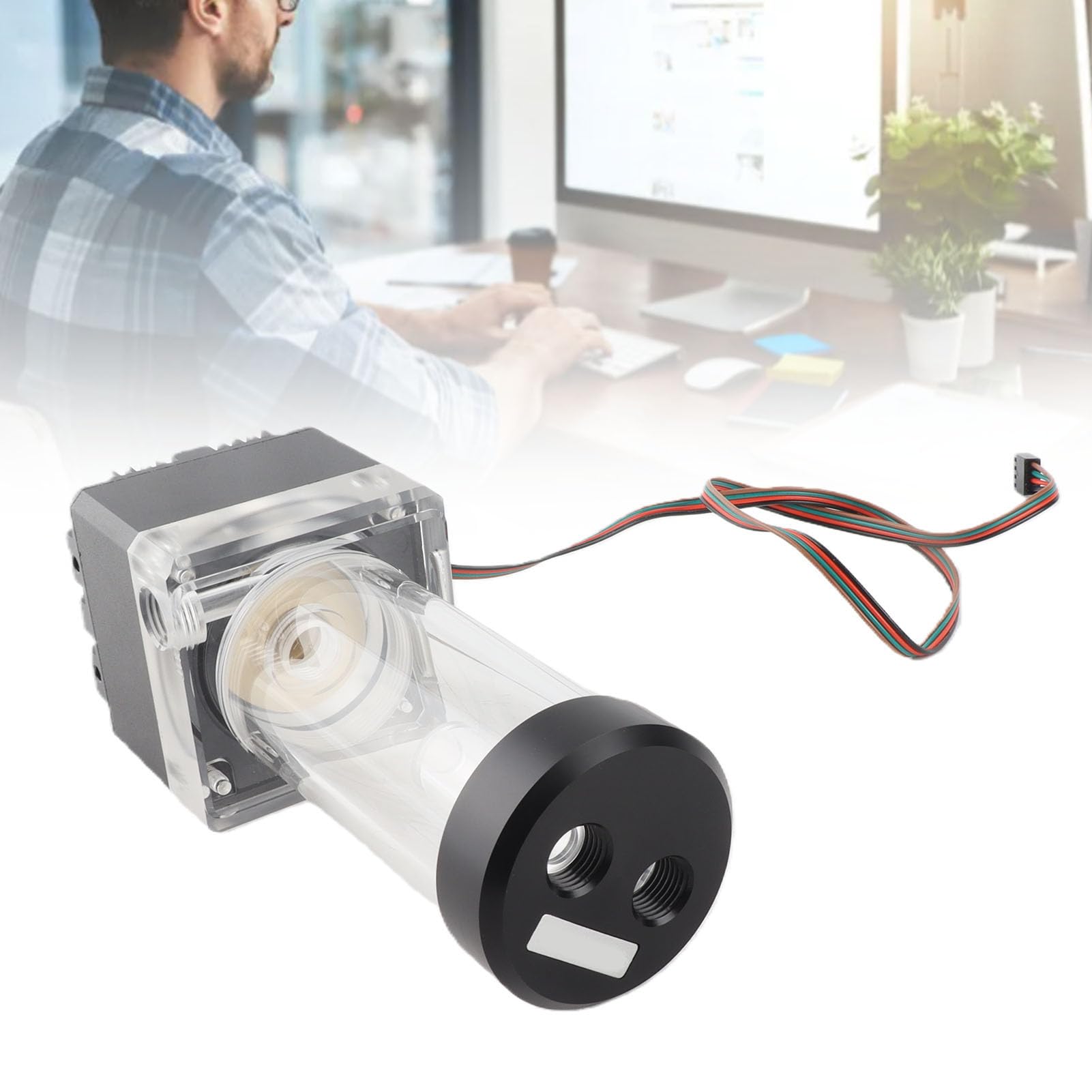 800L / H 8W 7V Tanque de la Bomba de Refrigeración por Agua con 4 Metros Cabeza de Bomba y LED Indicador de Alimentación G1 / 4 Rosca Disipación de Calor Rápida CPU (Negro (17cm))