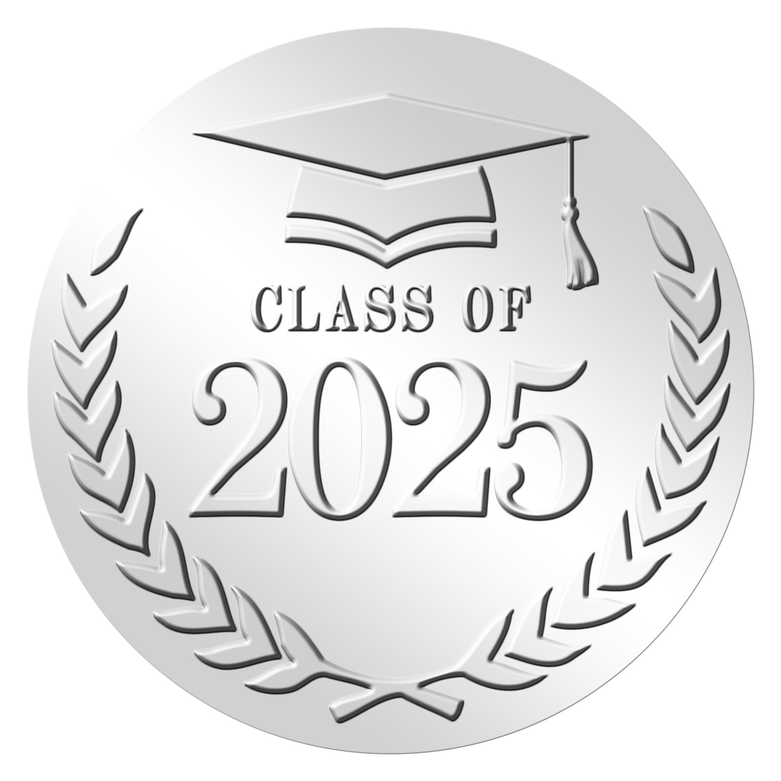 Anwyll 2In Graduation Stickers 2025 - Silver Embossed Grad Class of 2025 Stickers 100Pcs Graduation Envelope Seal Sticker Self-Adhesive Congrats Grad