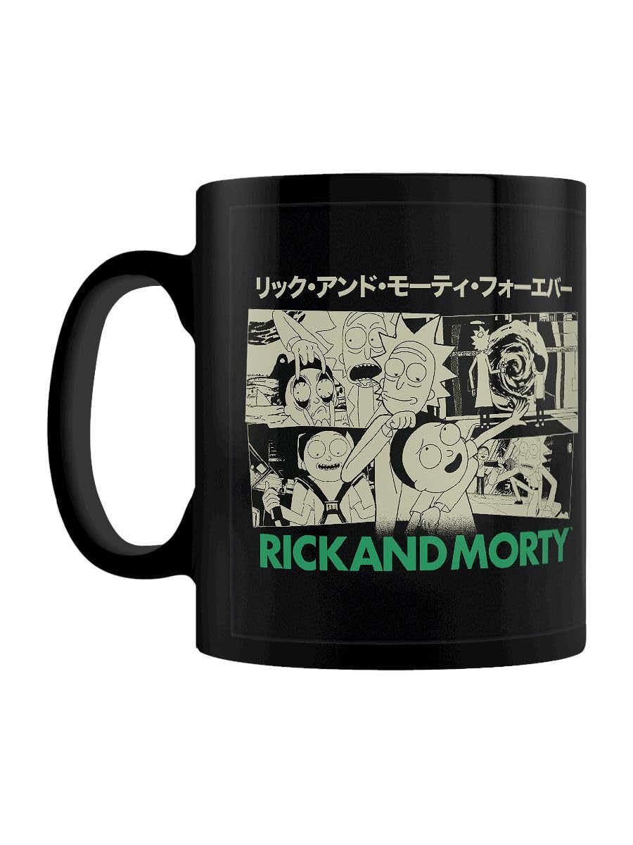 Pyramid International Rick and Morty (Japanese Text) Black Mug - 10Oz / 315Ml Ceramic Mug - One Size