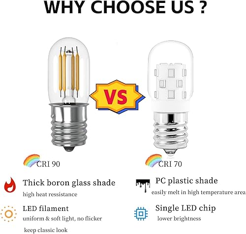 Miniatura 5 de Bombilla LED E17 para microondas, bajo el capó, equivalente a 40 vatios, 4 W, bombillas para refrigerador, 3000 K, blanco cálido, 120 V, para