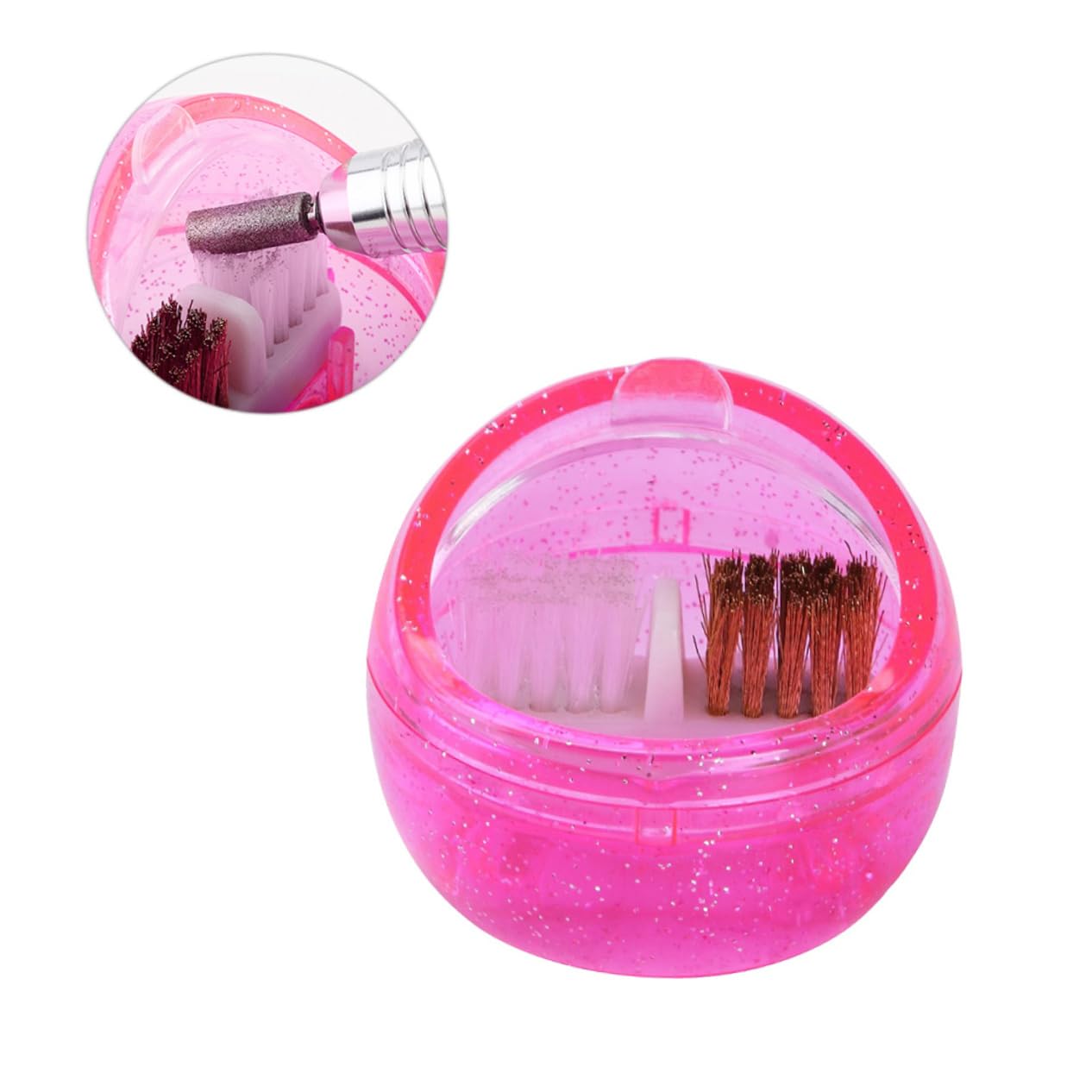 FRCOLOR 3piezas Máquina De Limpieza Portátil Para Brocas De Manicura Cepillo De Limpieza Caja De De Uñas Equipo De Manicura