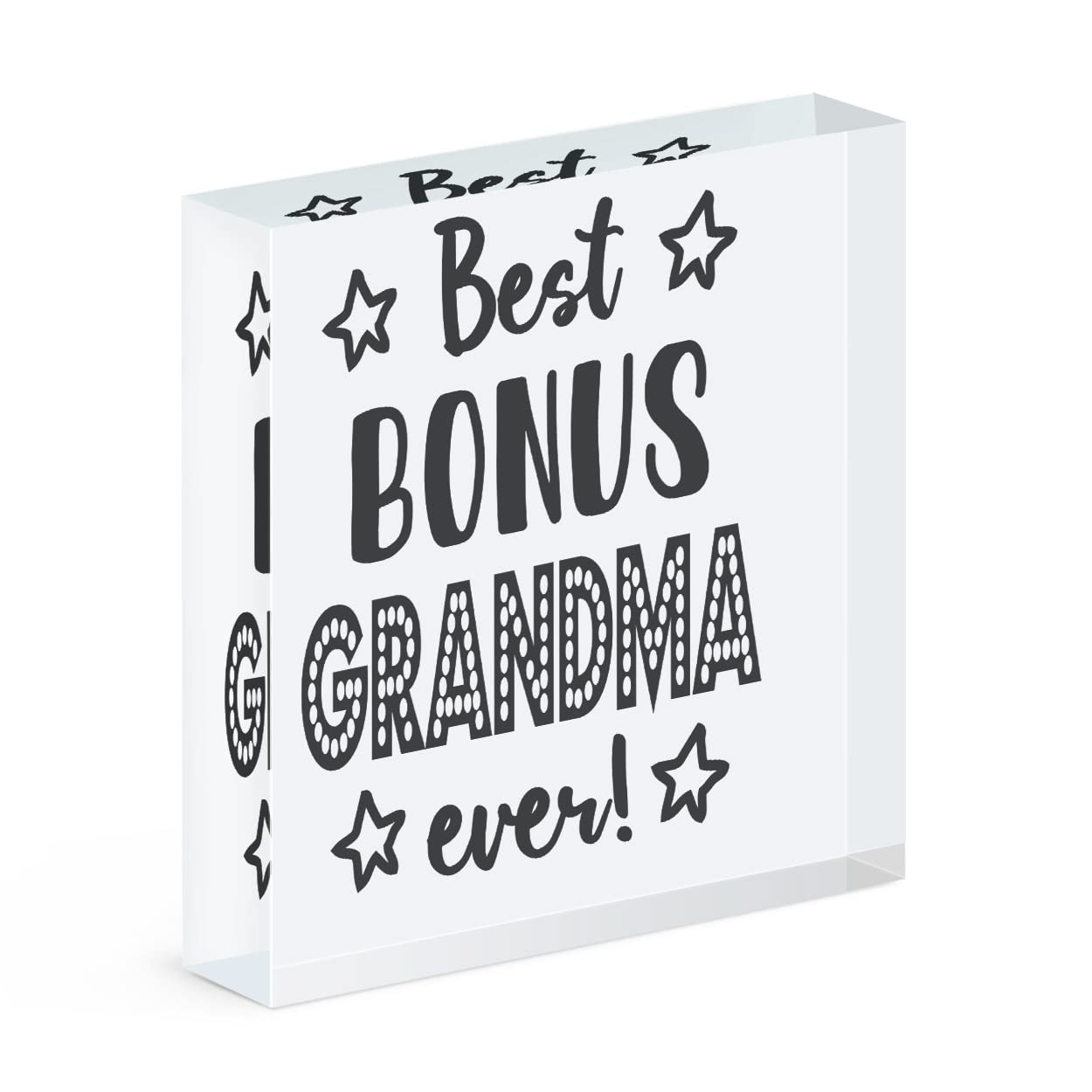 Gift Base Best Bonus Grandma Ever Acrylic Block Photo Frame