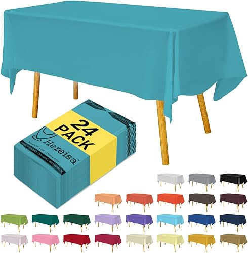 Miniatura 213 de Mantel desechable de alta calidad, paquete de 12, manteles de 54 x 108 pulgadas para fiestas, manteles decorativos para mesas rectangulares, mantel