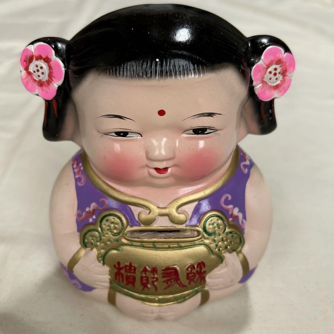 Amazon.co.jp: 民藝品中国 チャイナ 女子 カンフー 貯金箱 中国女 花 