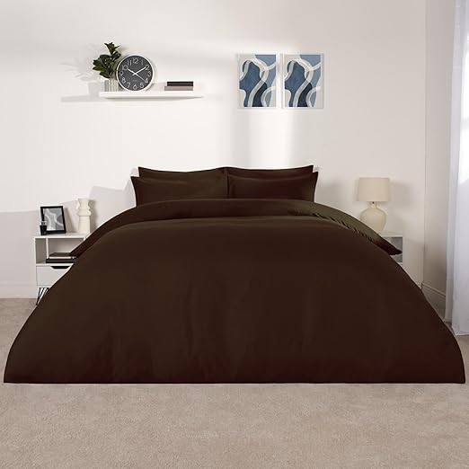 Brentfords Bed Covers Double Bed Chocolate, Double Duvet Cover Set