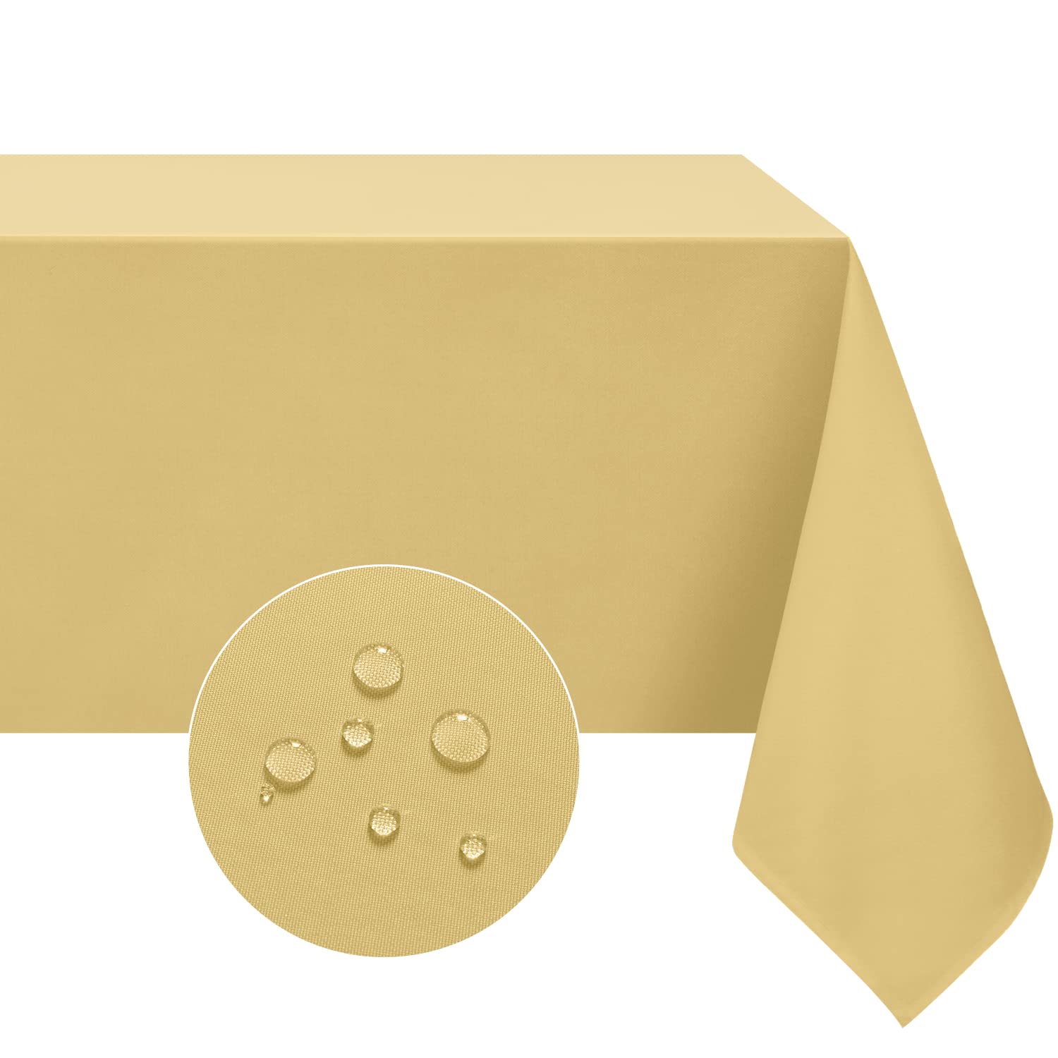 SoftalkerSoftalker Rectangle Tablecloth Waterproof & Stain Resistant Table Cloth Wrinkle Free Fabric Washable Polyester Table Cover for Dining/Party/Buffet/Wedding (60x120 inch, Light Yellow)