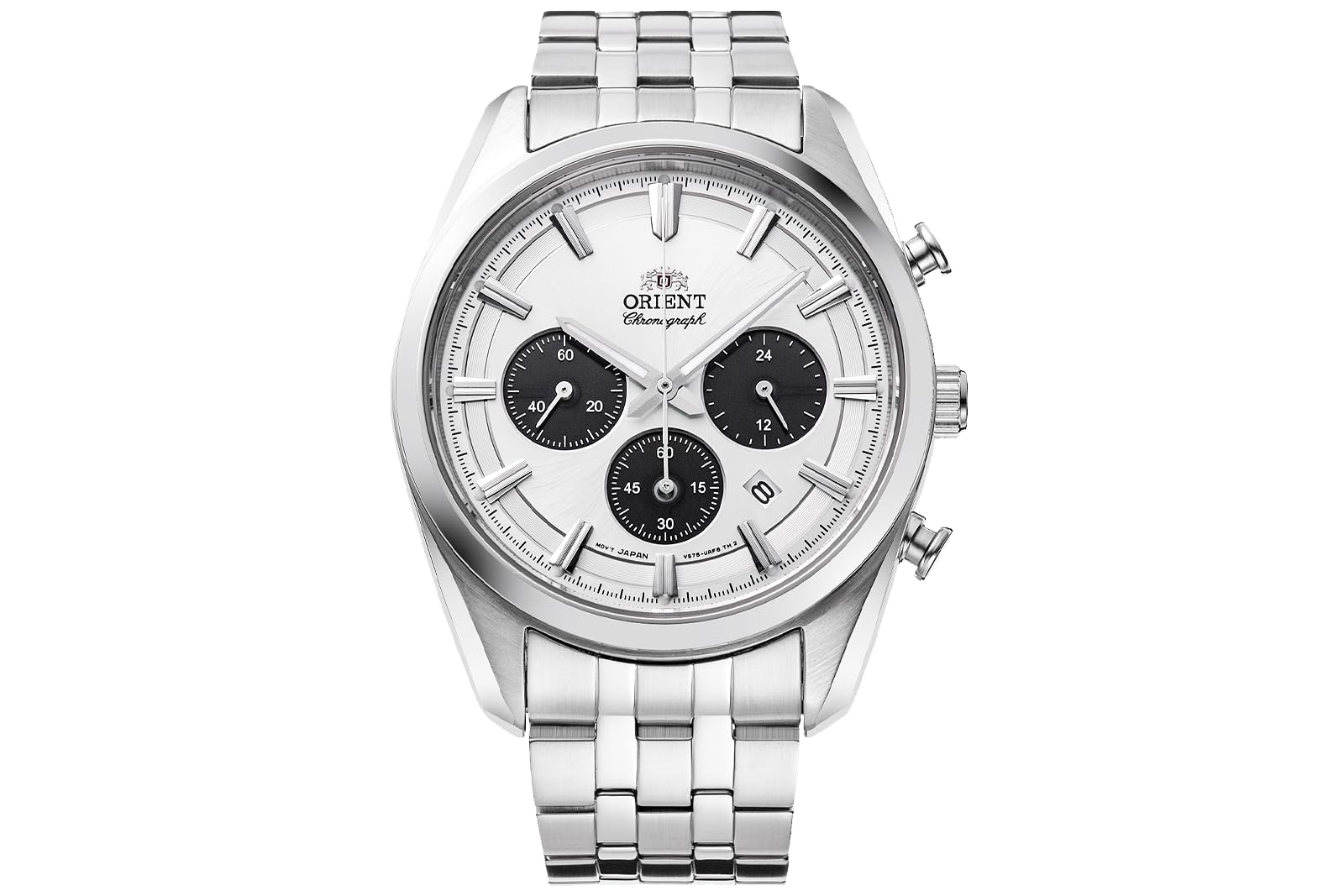 Orient Stretto Solar Chronograph 43mm White Dial Steel Strap Men’s Watch RA-TX0305S10B it should say - Orient Stretto Solar Chronograph 40mm White Dial Steel Strap Men’s Watch RA-TX0305S10B