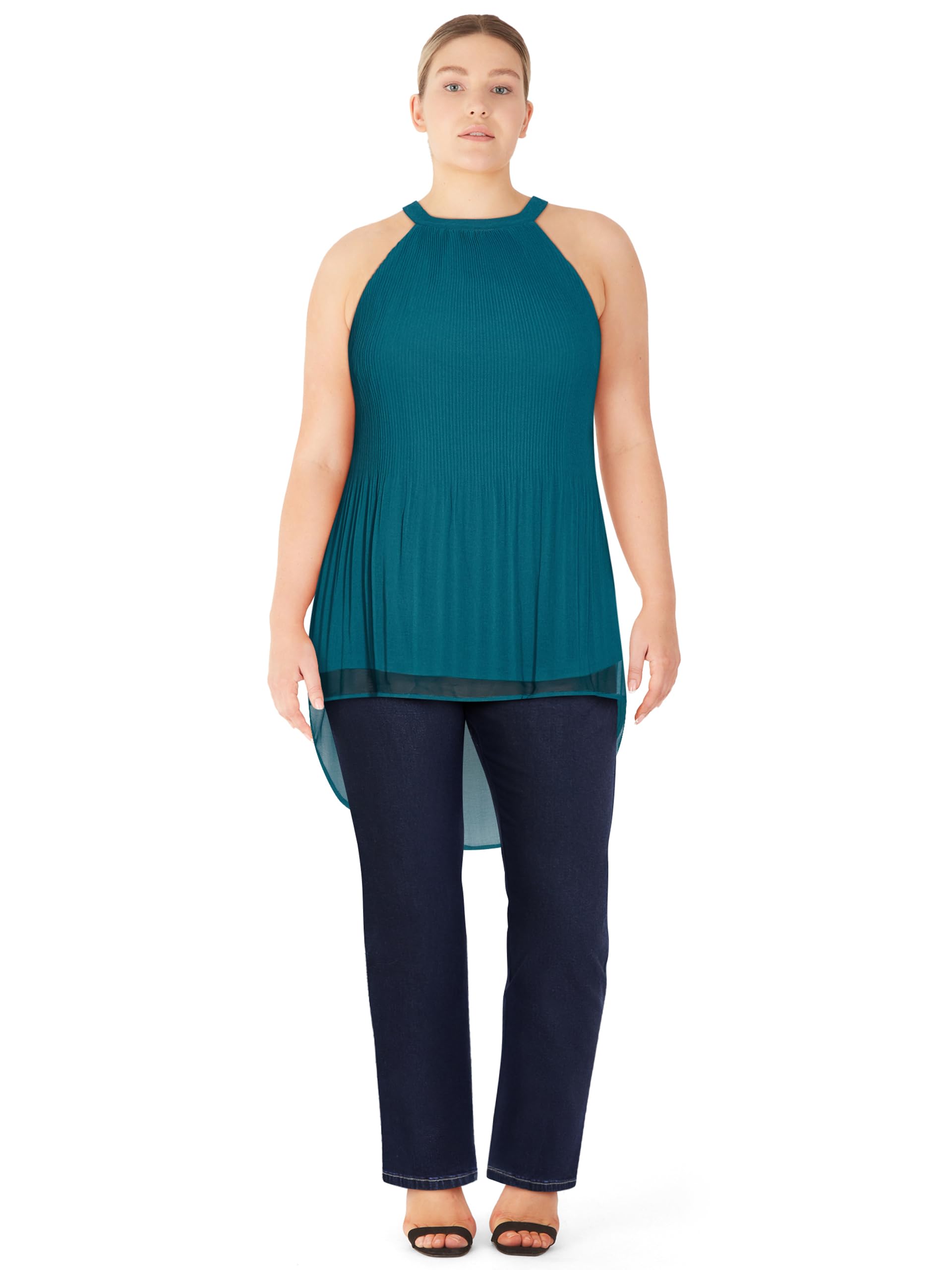 City Chic Women's Teal Top - Kaya Pleat, 22 Plus