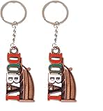 2pcs dubai buildings keychain, dubai travel souvenir keychain, bag car decoration keychain, send friends elders colleagues travel souvenir keychain
