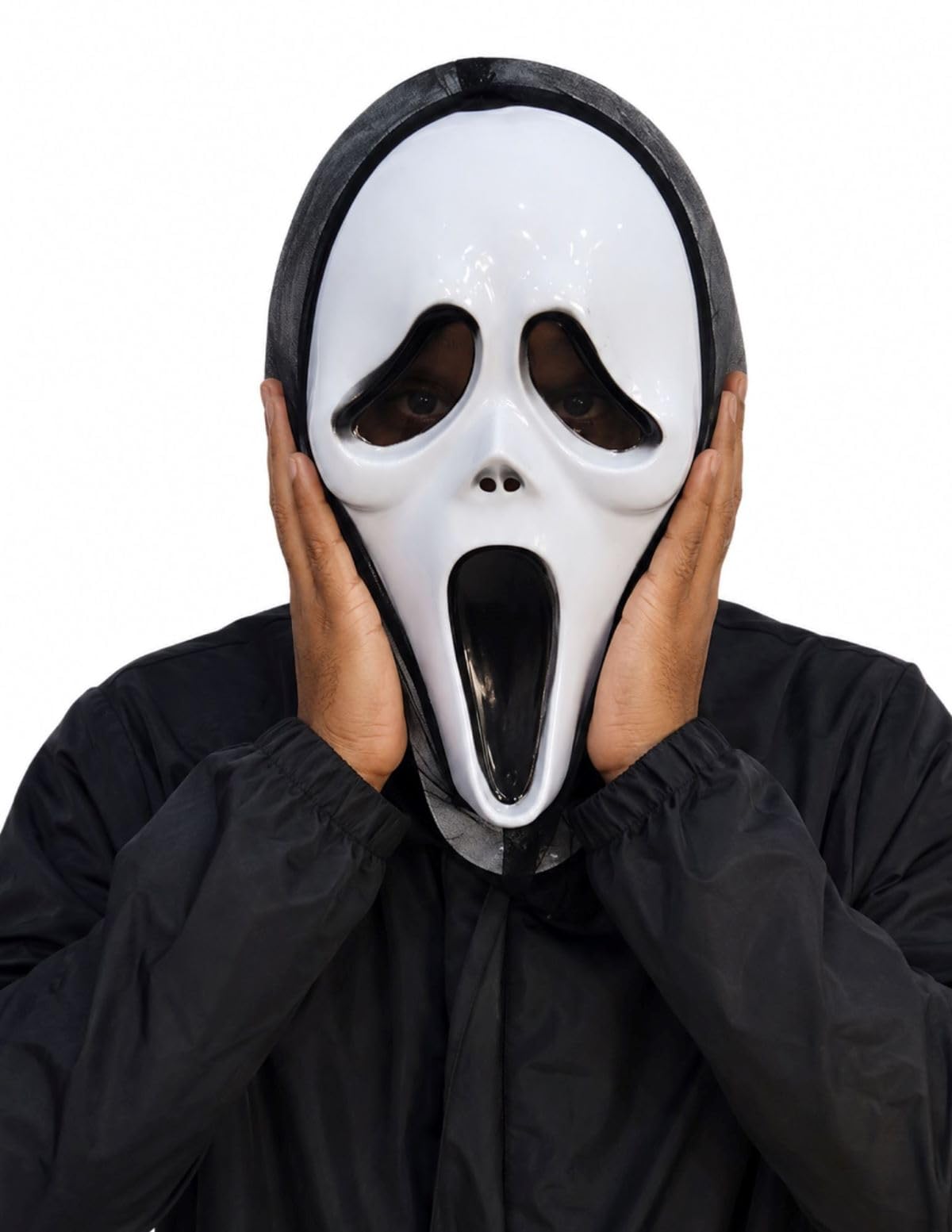 BookMyCostume Scream Skeleton Ghost Plastic Mask Adult & Kids Fancy Dress Costume Accessory for Halloween Free Size White-picture-33