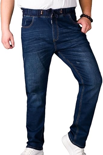 Sentao Pantalone para Hombre Cintura Elástica Talla Extra Jeans Pernera  Recta Casual Suelto Pantalones Azul Oscuro 6XL: Amazon.es: Ropa
