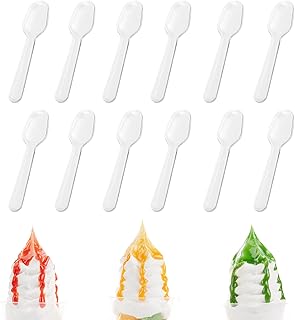 LIOUCBD 500PCS Clear Plastic Spoons, Disposable Mini Tasting Spoons, Sample Spoons for Dessert Jelly Pudding Yogurt Ice Cream Cake Appetizer (3×0.8inch)