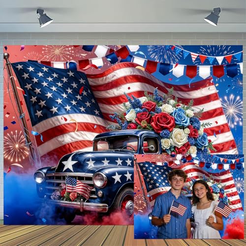 Ptrxobj 4th of July Independence Day Backdrop American Flag Vintage