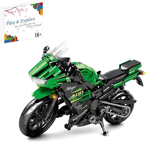 Pasyru Technic Kit de construcción de modelos de motocicleta para Kawasaki Ninja 400 Superbike, 862 piezas MOC Racing juego de construcción de