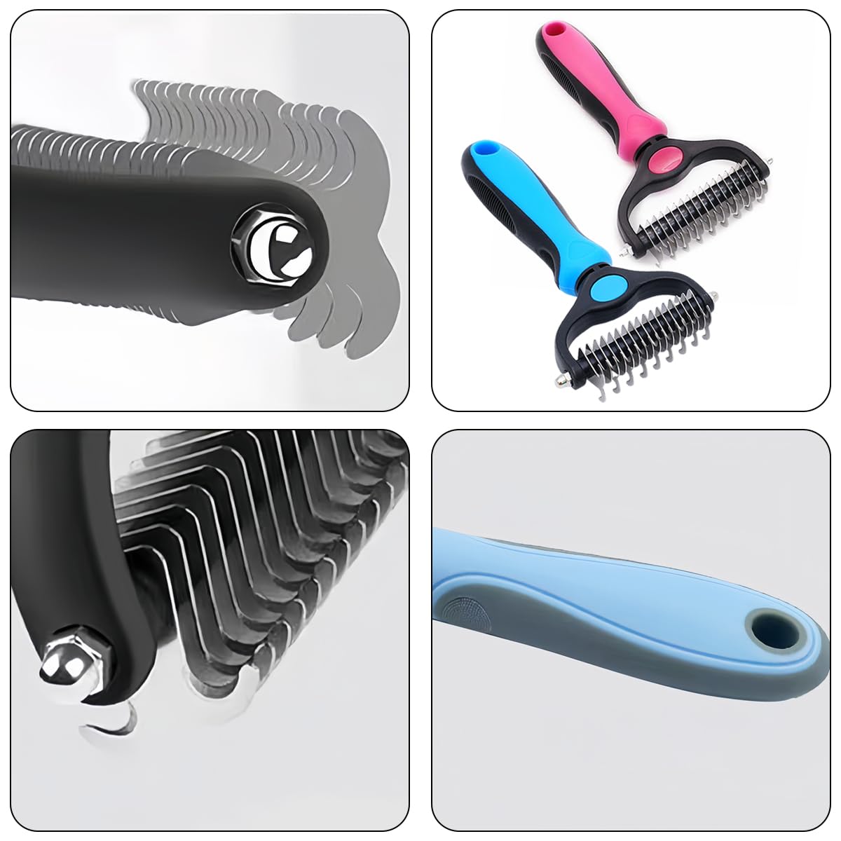 2 PCS Pet Grooming Tools Dematting Comb for Dogs & Cats Double Undercoat Rake for Long Hair Pets Cat Dog Slicker Shedding Brushes Efficiently Reduces Hair Loss by up to 90% - Image 3