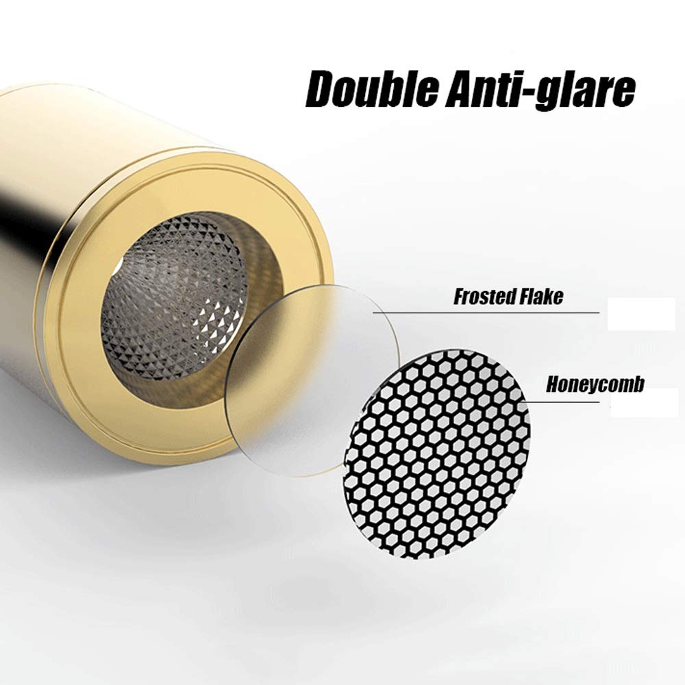 Reflektor sufitowy LED 7 W z mosiężnym wykończeniem do wnętrz do montażu powierzchniowego podwójny okrągły reflektor przeciwodblaskowy nowoczesny minimalistyczny złoty akcent [klasa energetyczna A++