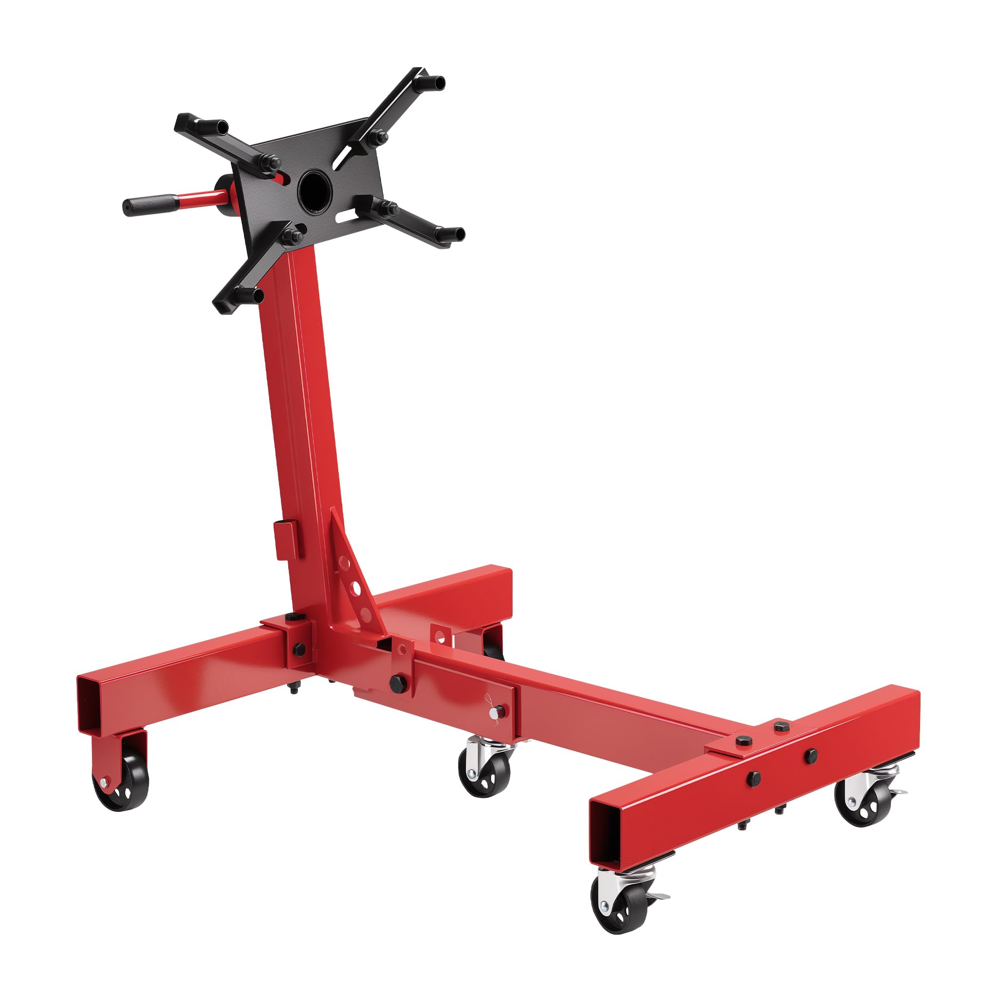 Wiltec Soporte de motor hasta 680 kg elevador gato de transmisión con ruedas pivotantes en 360° caballete de caja de cambios con cabezal de montaje ajustable y giratorio